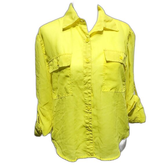 Ali & Kris sheer neon button down shirt - Picture 1 of 10